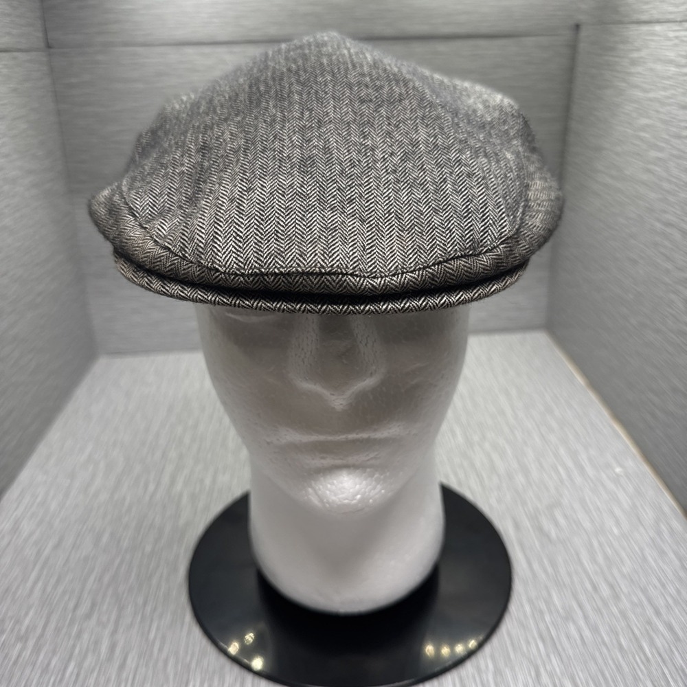 Amicale Camel Hair Newsboy Cap Men's Small Gray Black‎ Herringbone Ivy Flat Hat